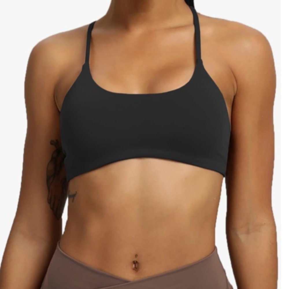 Aoxjox Black Open Back Sports Bra